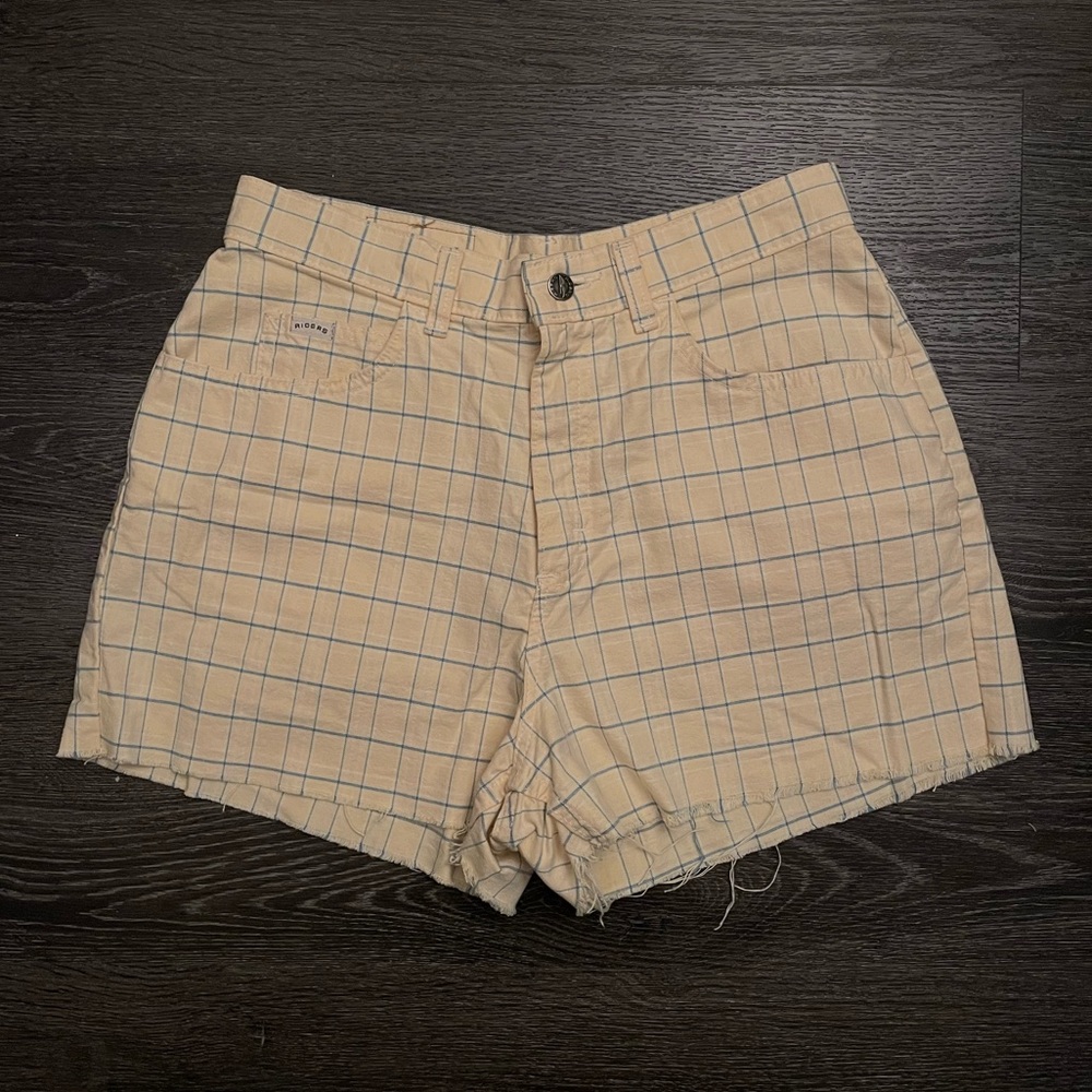 Riders Yellow Plaid High Waist Shorts